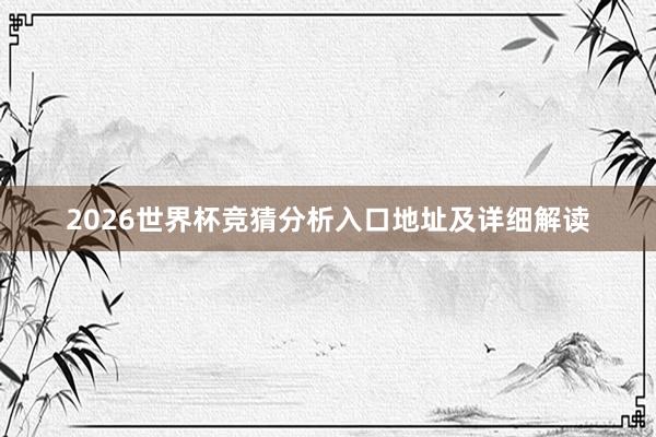 2026世界杯竞猜分析入口地址及详细解读